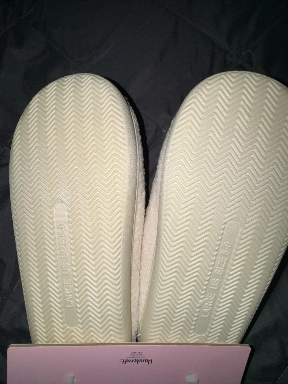 Luna Mellow Luxe Cream Teddy Heart Kids Slippers with Pink Accent